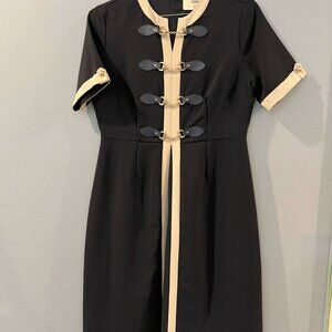 Grace Dress - Navy and Cream - L